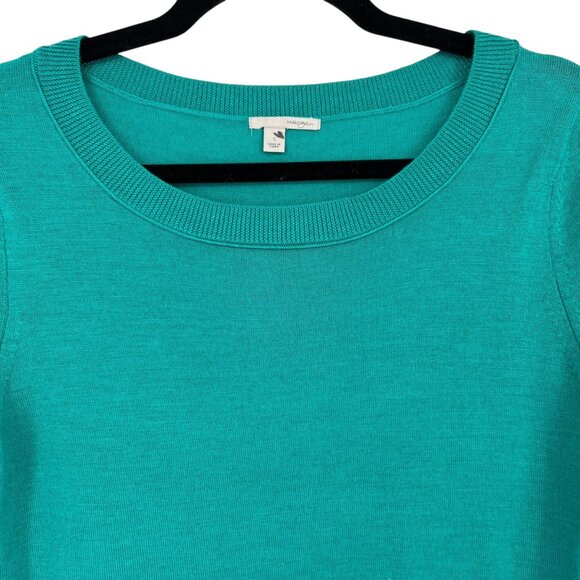Halogen Teal Blue Merino Wool 3/4 Sleeve Sweater Size Small - Picture 3 of 14